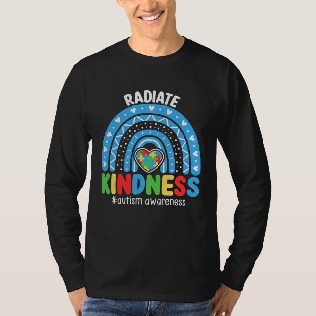T-shirt Autism Awareness Rainbow Blue Ribbon Autism Puzzle (Devant)