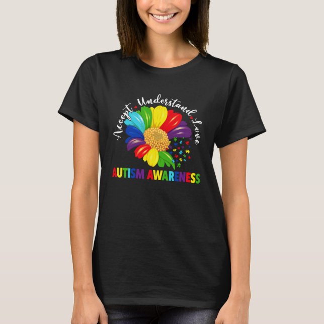 T-shirt Autism Awareness Sunflower Accept Understand Love  (Devant)