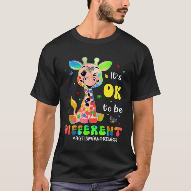 T-shirt Autism Awareness Women Kid Its Ok To Be Different (Devant)