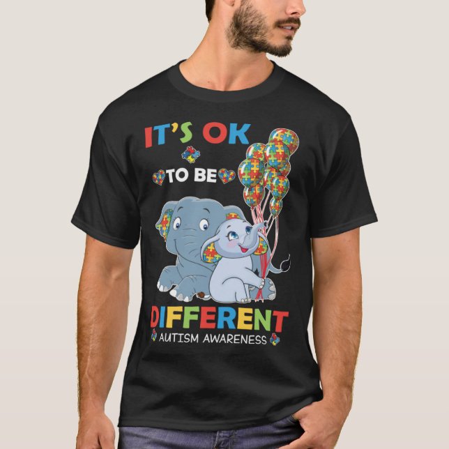 T-shirt Autism Awareness Women Kid Its Ok To Be Different (Devant)