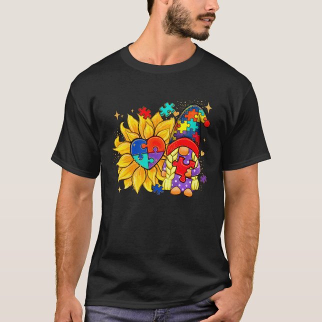 T-shirt Autism Child Sunflower Gnome Awareness Choose Kind (Devant)