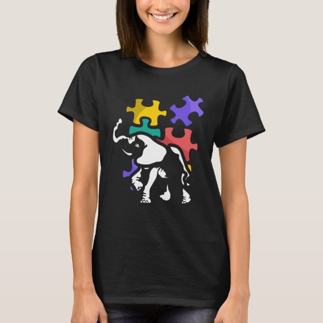 T-shirt Autism elephant autiste support ASD (Devant)