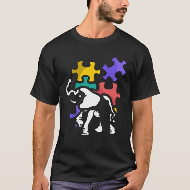 T-shirt Autism elephant autiste support ASD (Devant)