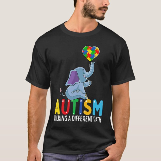 T-shirt Autism Elephant Walking A Different Path For Kids (Devant)