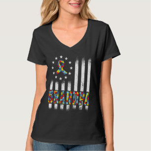 T-shirt Autism Grand-pa American Flag Awareness Family Mat