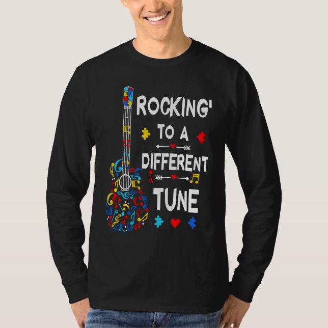 T-shirt Autism Rock N Roll Rocking To A Different Tune Gui (Devant)