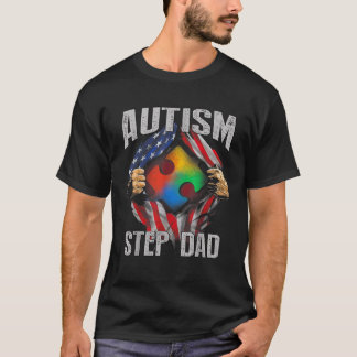 T-shirt Autism Step Papa American Flag Sensibilisation sur
