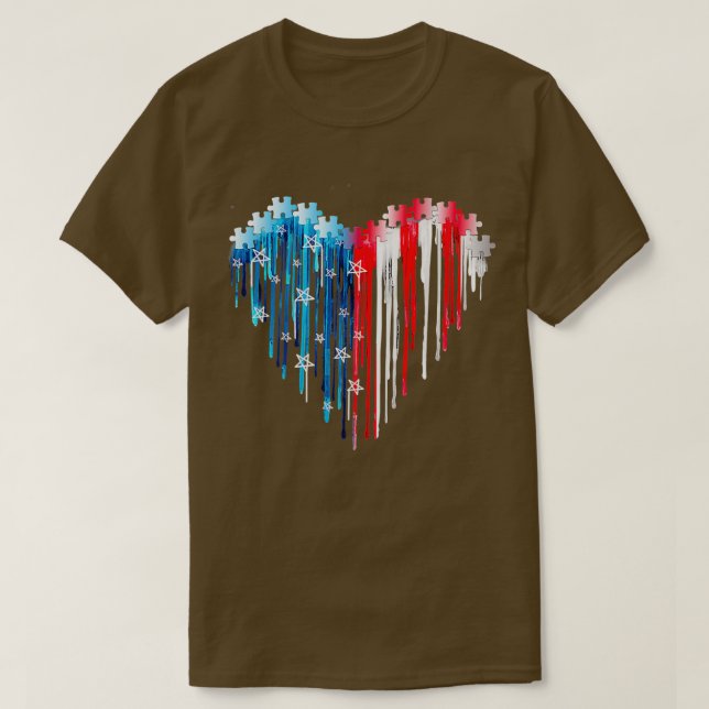 T-shirt Autisme 4 juillet Pièces De Puzzle (Design devant)