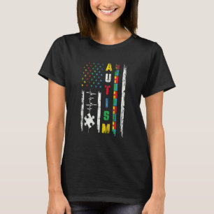 T-shirt Autisme American Flag Puzzle Sensibilisation sur l