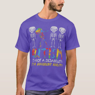 T-shirt Autisme Awerty Skeleton Dabbing Autistique
