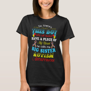 T-shirt Autisme Big Soeur Frère Love Citation Autisme Awar