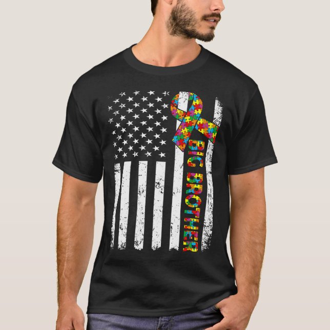 T-shirt Autisme déprimé Big Brother American Flag Family (Devant)