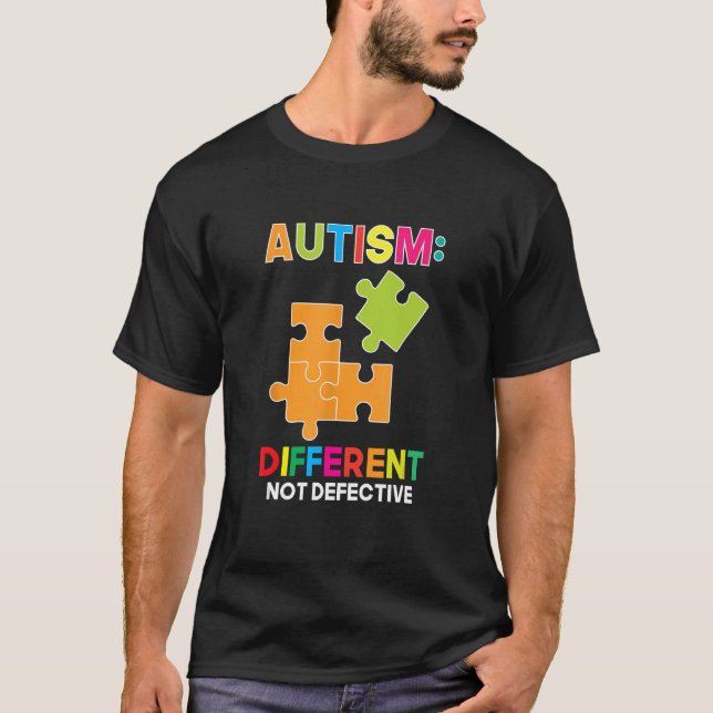 T-shirt Autisme Différent Pas Défaut Spectre Défi Soutien  (Devant)