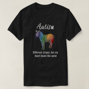 T-shirt Autisme - "différentes rayures" avec la pièce en