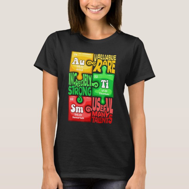 T-shirt Autisme Élément chimique (Devant)