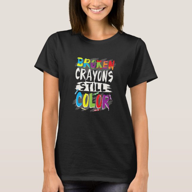 T-shirt Autisme enseignant cassé Crayons Couleur Autisme (Devant)