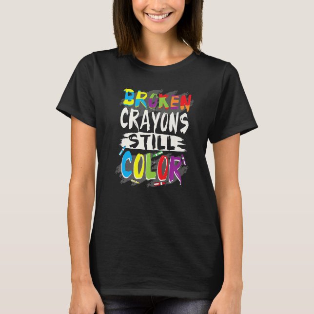 T-shirt Autisme enseignant cassé Crayons Couleur Autisme (Devant)