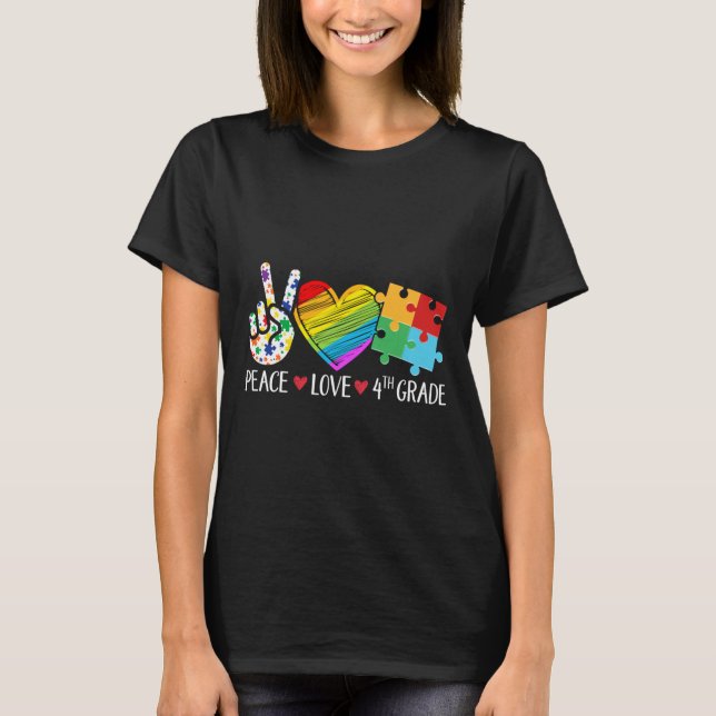 T-shirt Autisme Étudiant Enseignant Enfants Paix Aimer Aut (Devant)