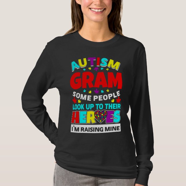 T-shirt Autisme Gram Les Gens Cherchent Leurs Héros Rising (Devant)