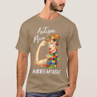 T-shirt Autisme indestructible Maman Messy Bun Sensibilisa