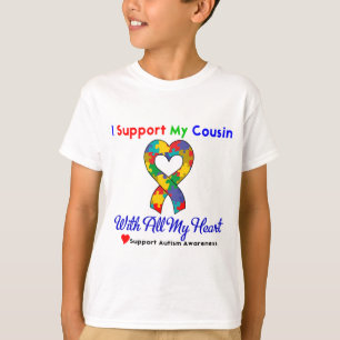T-shirt Autisme : Je soutiens mon cousin de tout mon coeur