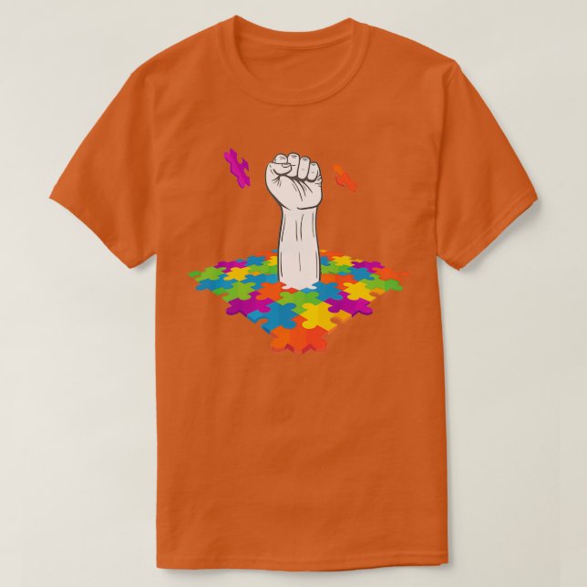 T-shirt Autisme La Lutte Est Mon Puzzle Fist (Design devant)