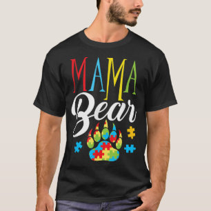 T-shirt Autisme Mama Ours Paw Puzzle Pièce Enfants Femmes