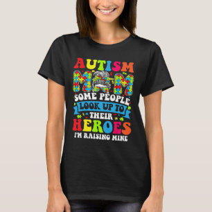 T-shirt Autisme Maman Élever Héros Super Messy Bun Autisme