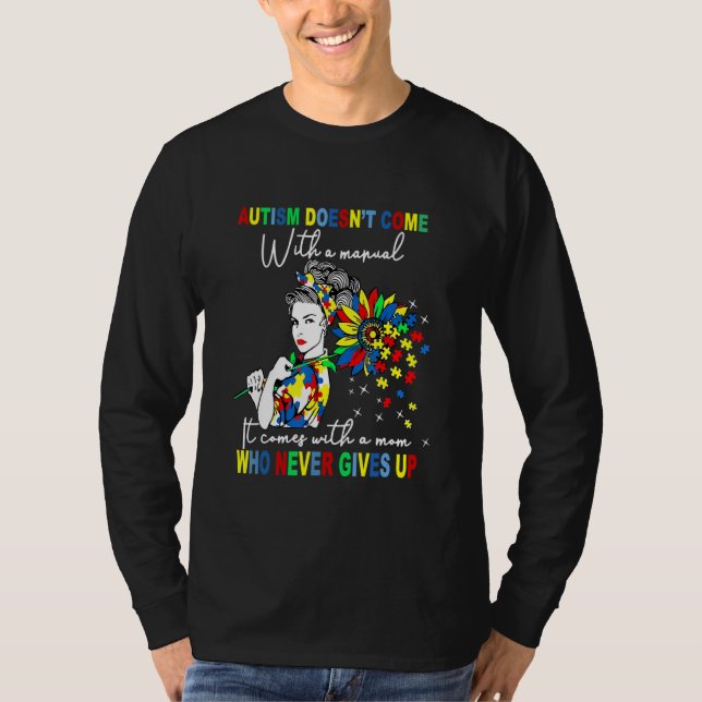 T-shirt Autisme Maman Fleurs De Soleil Autisme Vient Avec  (Devant)
