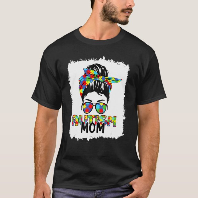 T-shirt Autisme Maman Vie Messager Lunettes de soleil Band (Devant)