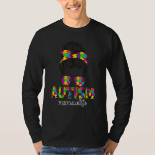 T-shirt Autisme Mamaw Messy Bun Puzzle Lunettes de soleil 