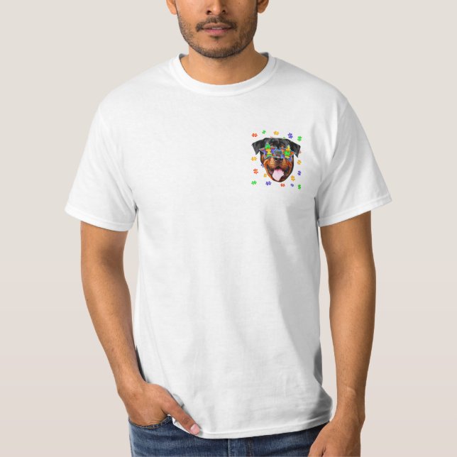 T-shirt Autisme mignon Rottweiler Chien Puzzle (Devant)