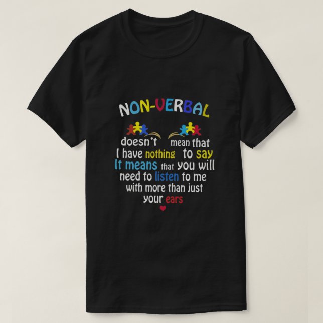 T-SHIRT AUTISME NON VERBAL (Design devant)