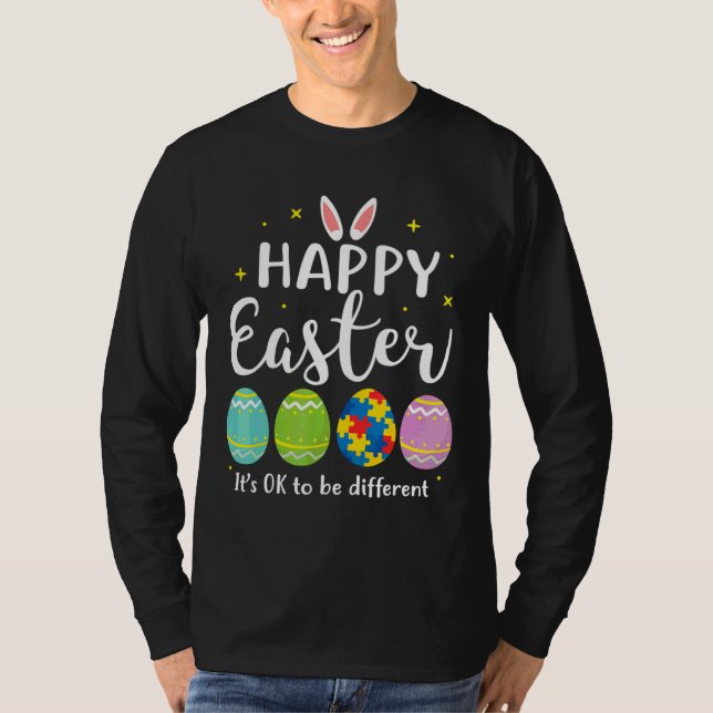 T-shirt Autisme OEuf de Pâques Bunny Puzzle (Devant)