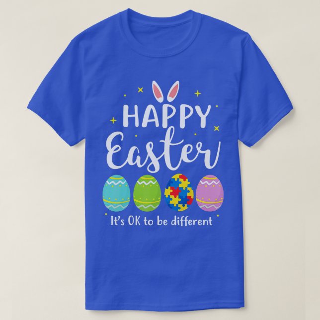 T-shirt Autisme OEuf de Pâques Bunny Puzzle Sensibilisatio (Design devant)