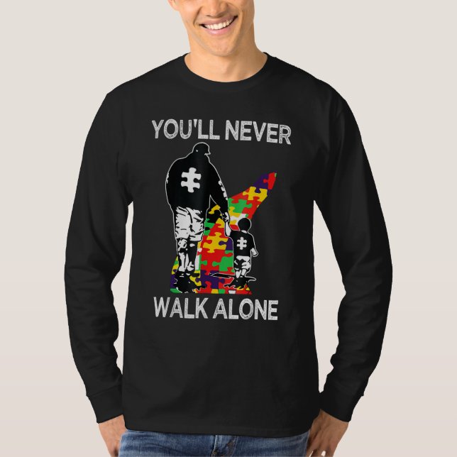 T-shirt Autisme Papa soutient seul Puzzle Vous ne marchere (Devant)