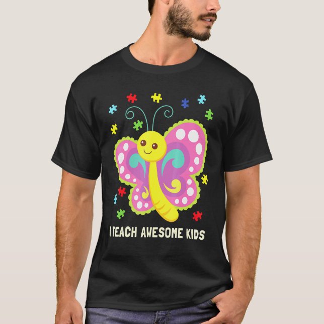T-shirt Autisme Prof T Papillon Accepter les différences (Devant)