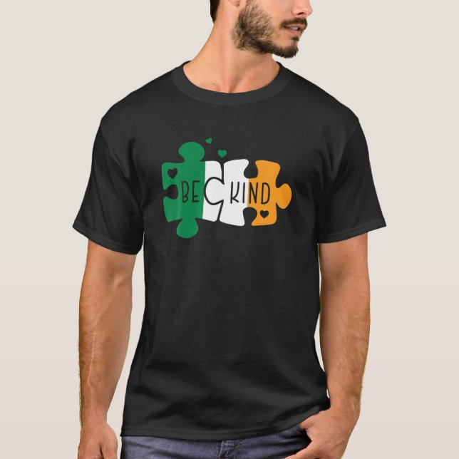 T-shirt Autisme Puzzle Drapeau Irlandais St Patrick Day Au (Devant)