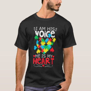 T-shirt Autisme Puzzle Pièce Coeur Je suis sa voix Femmes