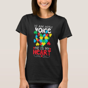 T-shirt Autisme Puzzle Pièce Coeur Je suis sa voix Femmes 