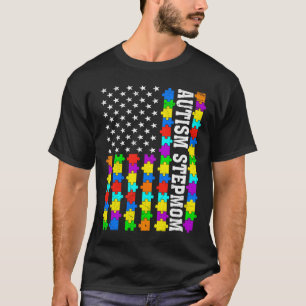 T-shirt Autisme rétro Stepmaman American Drapeau Amour Aut