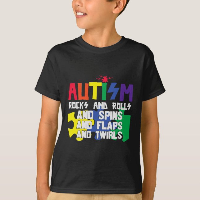 T-shirt Autisme Rocks Rouleaux Flaps Et Twils (Devant)