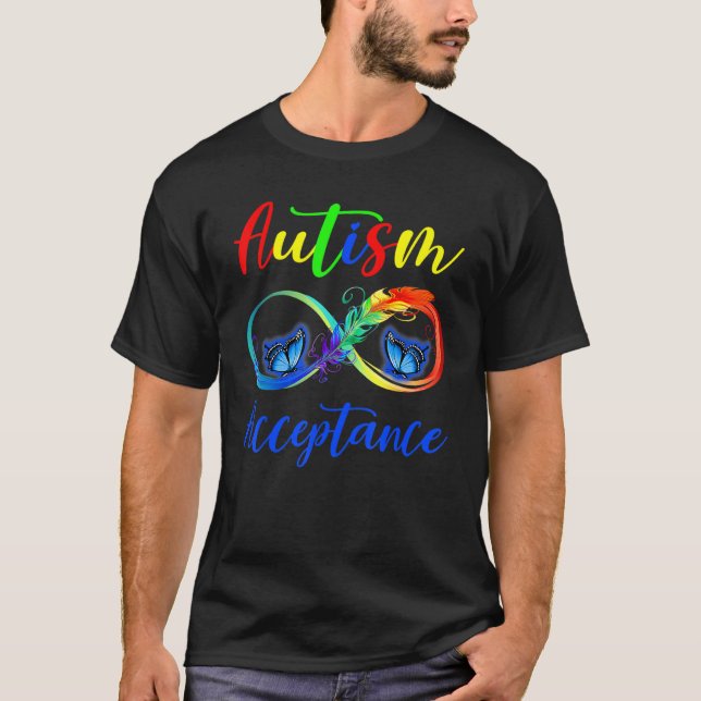 T-shirt Autisme rouge au lieu de l'infini le papillon d'ac (Devant)