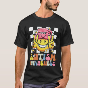 T-shirt Autisme Sensibilisation Paix Sourire Visage Puzzle