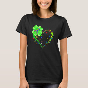 T-shirt Autisme Shamrock C Cœur Pièce de Puzzle St Patrick