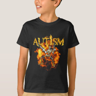 T-shirt Autisme Skeleton Guns Funny Fire Bones Éffrayant