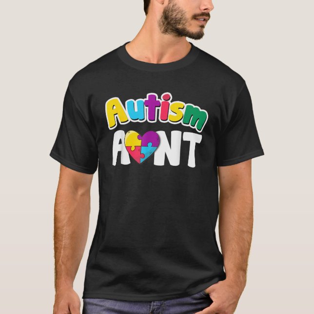 T-shirt Autisme Tante Sensibilisation Puzzle Pièces Couleu (Devant)