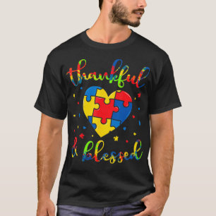 T-shirt Autisme Thanksgiving Thankful Blessé Maman Papa Ca