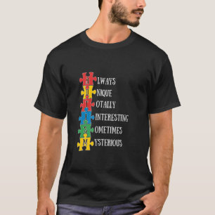 T-shirt Autisme Toujours Unique Totalement Intéressant Mys