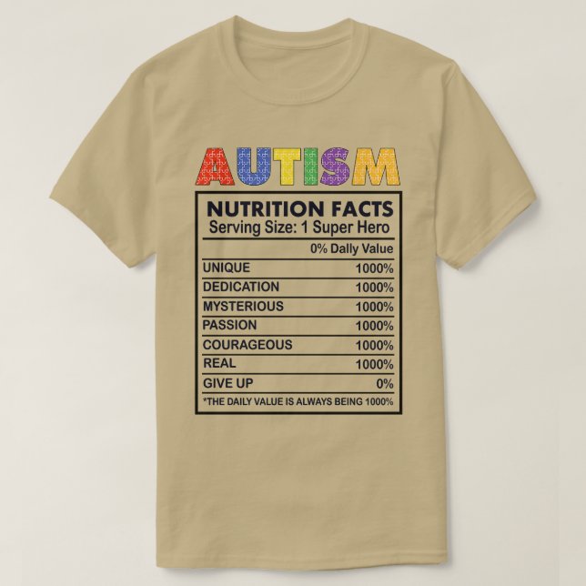 T-shirt Autisme Valeur nutritive (Design devant)
